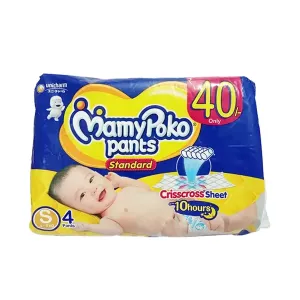 MamyPoko Pants Standard Baby Diaper (4–8 kg) – Size S – 4 Pants